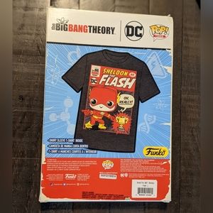 NWT Funko Pop Sheldon The Flash Grey Shirt Size Large